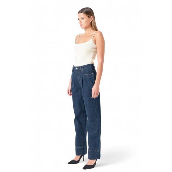 GREY LAB Marnie Wide Leg Trouser Jeans in Navy Blue AY106P Relaxed Small US 4 - Picture 3 of 6
